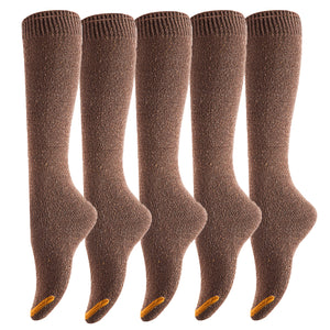 Meso Women's 5 Pairs Pack Truly Beautiful Knee-High Cotton Socks. Soft, Comfortable and Durable Size 6-9 M158212 5pc5 (Coffee)