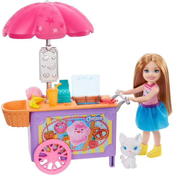 Barbie Club Chelsea Doll and Snack Cart Playset, 6-inch Blonde with Pet Kitten and Accessories, Gift for 3 to 7 Year Olds