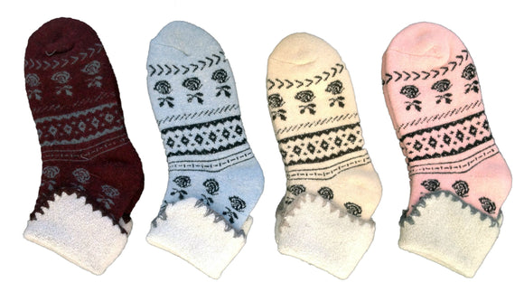 Lian LifeStyle 4 Pairs Women's Premium Angora Lambs Wool Socks Diamond Random Color Size 6-9