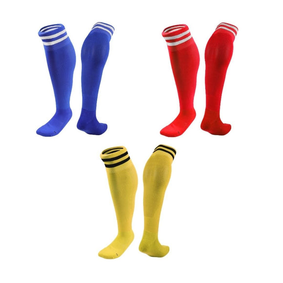 Lian LifeStyle 3 Pairs Knee High Sports Socks for Soccer, Softball, Baseball, Soccer, and Many Other Sports XL002 Size XXS (Blue,Red,Yellow)