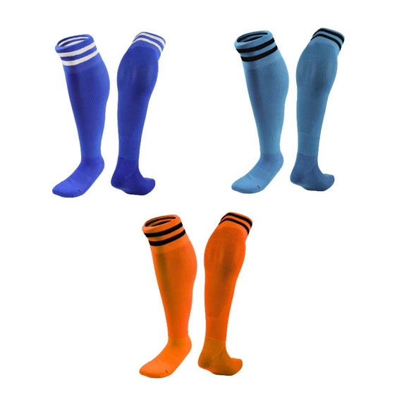 Lian LifeStyle 3 Pairs Knee High Sports Socks for Soccer, Softball, Baseball, Soccer, and Many Other Sports XL002 Size XXS (Blue,LightBlue,Orange)