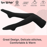 Lian LifeStyle Women's 2 Pairs Adorable Thigh High Cotton Socks LLS1025 Size 6-9