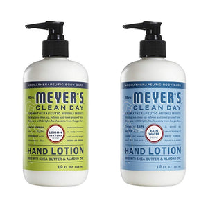 Mrs. Meyers Clean Day Hand Lotion, 1 Pack Lemon Verbena, 1 Pack Rainwater, 12 OZ each