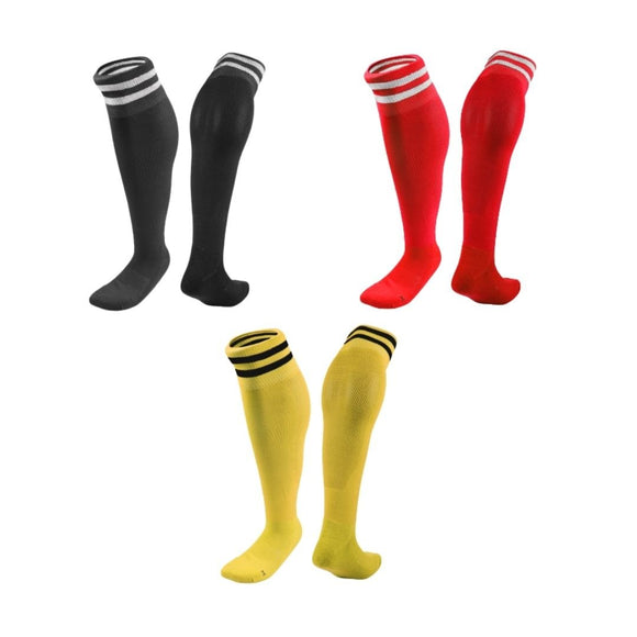 Lian LifeStyle 3 Pairs Knee High Sports Socks for Soccer, Softball, Baseball, Soccer, and Many Other Sports XL002 Size XXS (Black,Red,Yellow)