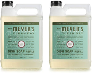 Mrs. Meyer’s Clean Day Liquid Dish Soap Refill, Basil, 48 Ounce - 2 PK