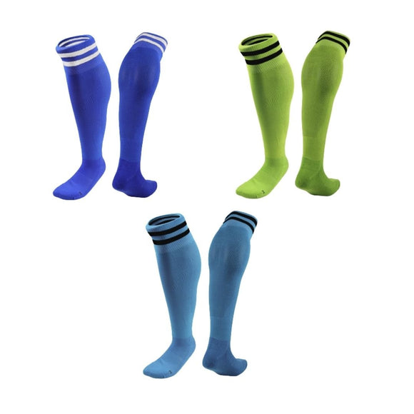 Lian LifeStyle 3 Pairs Knee High Sports Socks for Soccer, Softball, Baseball, Soccer, and Many Other Sports XL002 Size XXS (Blue,Green,LightBlue)