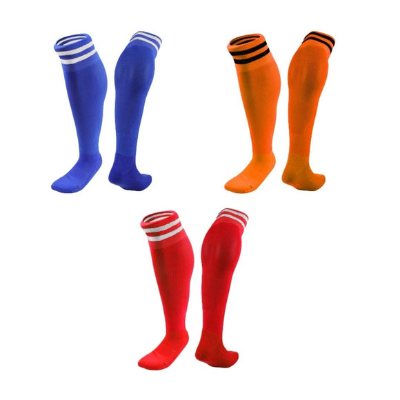 Lian LifeStyle 3 Pairs Knee High Sports Socks for Soccer, Softball, Baseball, Soccer, and Many Other Sports XL002 Size XXS (Blue,Orange,Red)