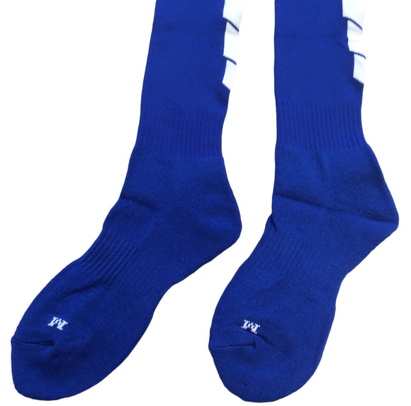 Lian LifeStyle Big Girl's 1 Pair Knee High Athletic Sports Socks 0025 M(Blue w/White Stripes)