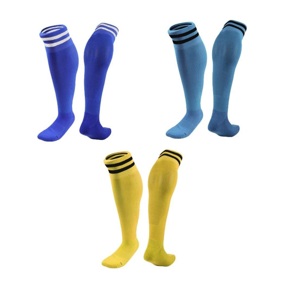 Lian LifeStyle 3 Pairs Knee High Sports Socks for Soccer, Softball, Baseball, Soccer, and Many Other Sports XL002 Size XXS (Blue,LightBlue,Yellow)