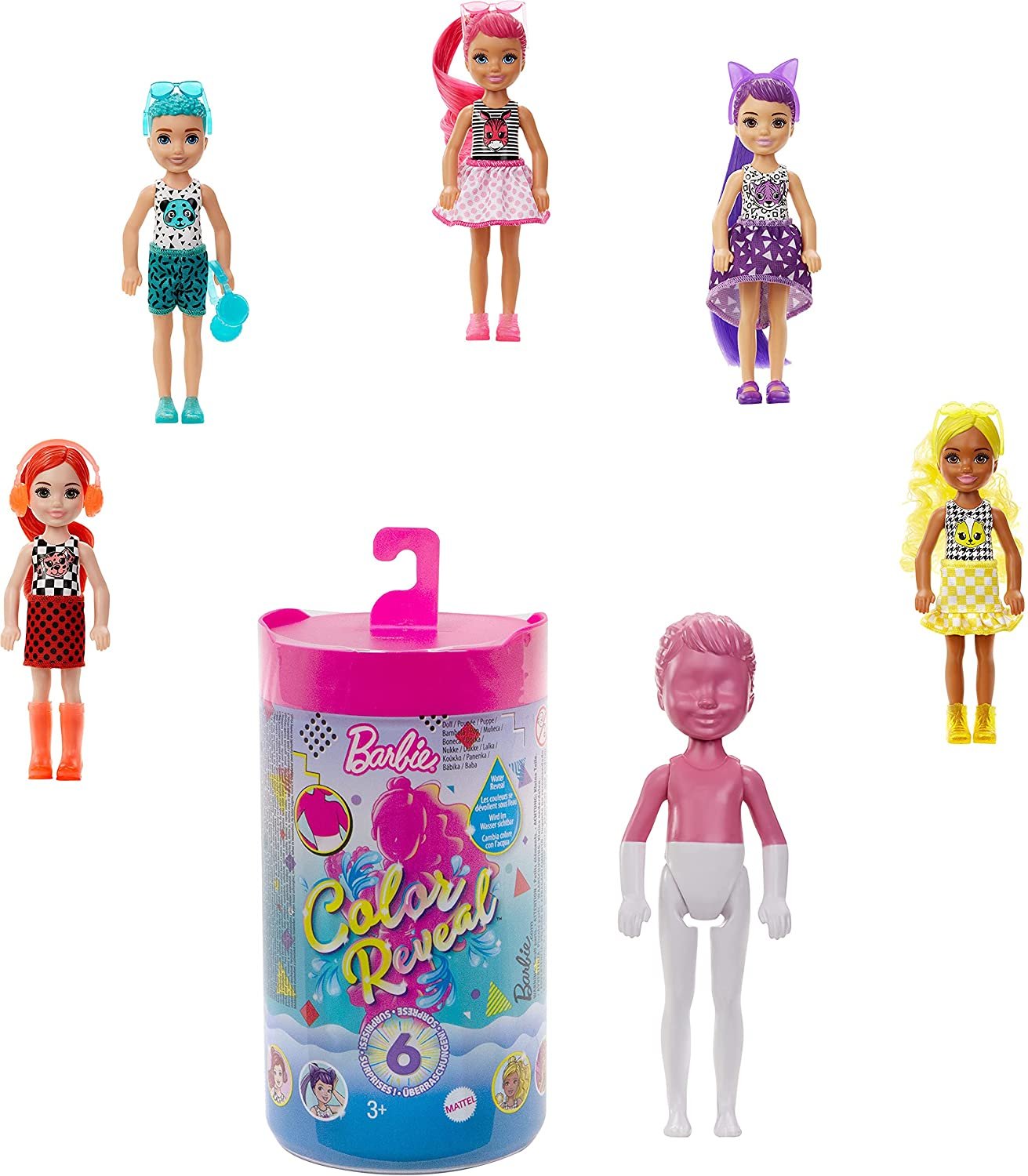 Barbie Color Reveal Chelsea Doll with 6 Surprises: 4 Mystery Bags