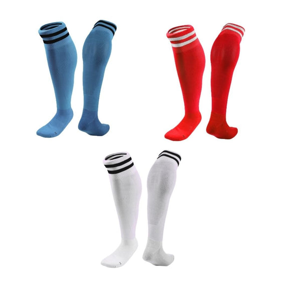 Lian LifeStyle 3 Pairs Knee High Sports Socks for Soccer, Softball, Baseball, Soccer, and Many Other Sports XL002 Size XXS (LightBlue,Red,White)