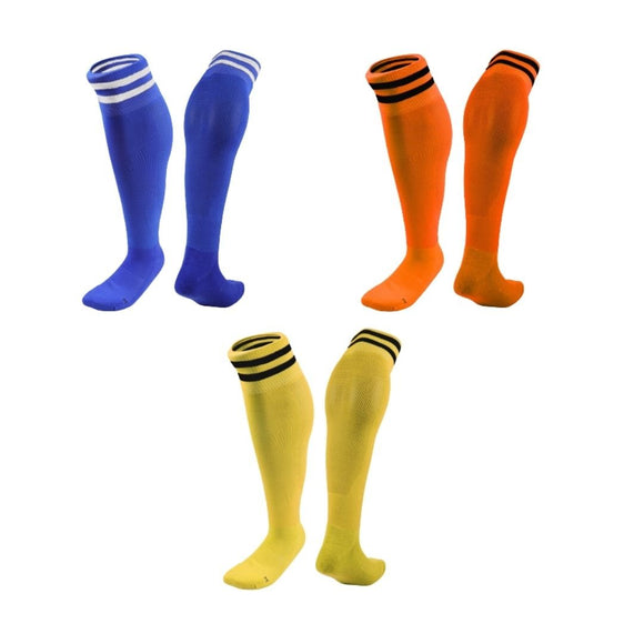 Lian LifeStyle 3 Pairs Knee High Sports Socks for Soccer, Softball, Baseball, Soccer, and Many Other Sports XL002 Size XXS (Blue,Orange,Yellow)