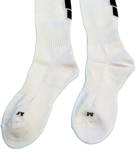 Lian LifeStyle Big Girl's 1 Pair Knee High Athletic Sports Socks 0025 M(White w/Black Stripes)