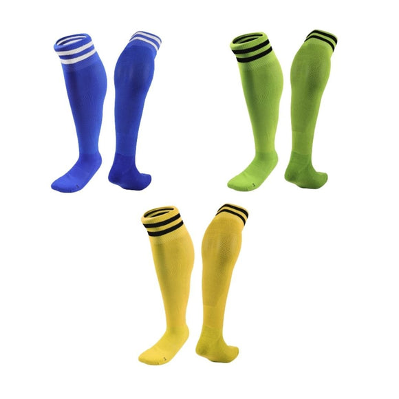 Lian LifeStyle 3 Pairs Knee High Sports Socks for Soccer, Softball, Baseball, Soccer, and Many Other Sports XL002 Size XXS (Blue,Green,Yellow)