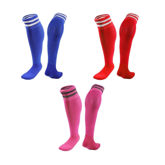 Lian LifeStyle 3 Pairs Knee High Sports Socks for Soccer, Softball, Baseball, Soccer, and Many Other Sports XL002 Size XXS (Blue,Red,Rose)