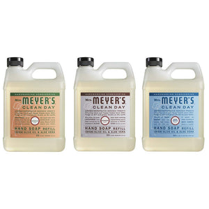 Mrs. Meyers Clean Day Liquid Hand Soap Refill, 1 Pack Geranium, 1 Pack Lavender, 1 Pack Rain water, 33 OZ each