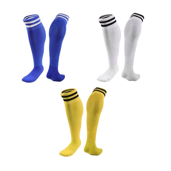 Lian LifeStyle 3 Pairs Knee High Sports Socks for Soccer, Softball, Baseball, Soccer, and Many Other Sports XL002 Size XXS (Blue,White,Yellow)