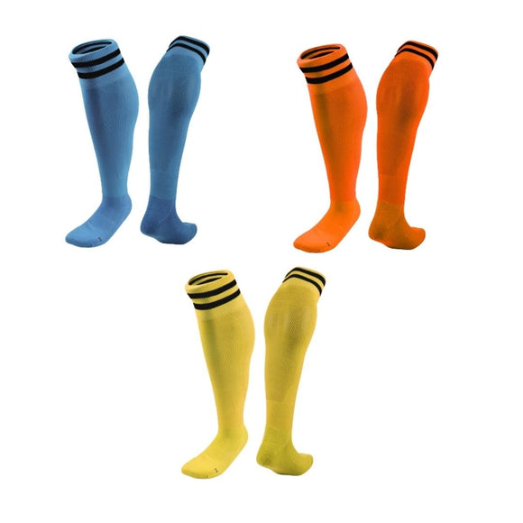 Lian LifeStyle 3 Pairs Knee High Sports Socks for Soccer, Softball, Baseball, Soccer, and Many Other Sports XL002 Size XXS (LightBlue,Orange,Yellow)