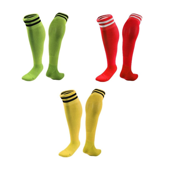 Lian LifeStyle 3 Pairs Knee High Sports Socks for Soccer, Softball, Baseball, Soccer, and Many Other Sports XL002 Size XXS (Green,Red,Yellow)