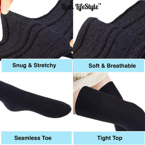 Lian LifeStyle Women's 2 Pairs Adorable Thigh High Cotton Socks LLS1025 Size 6-9