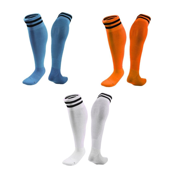 Lian LifeStyle 3 Pairs Knee High Sports Socks for Soccer, Softball, Baseball, Soccer, and Many Other Sports XL002 Size XXS (LightBlue,Orange,White)