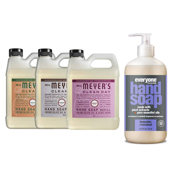 Liquid Hand Soap Refill, 1 Pack Geranium, 1 Pack Lavender, 1 Pack Peony, 33 OZ each include 1, 12.75 OZ Bottle of Hand Soap Lavender + Coconut
