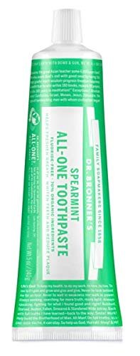 All-One Toothpaste (Spearmint, 5 ounce) - 70% Organic Ingredients, Natural and Effective, Fluoride-Free, SLS-Free, Helps Freshen Breath, Reduce Plaque, Whiten Teeth (5 Ounce) 2 Pack