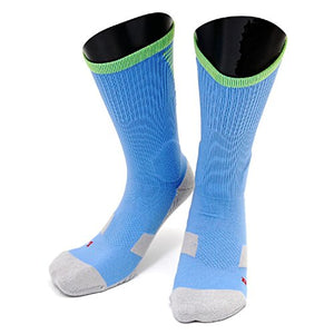 Lian LifeStyle Big Girl's 1 Pair High Crew Athletic Sports Socks Size L/XL XL0028-01(Sky Blue w/Green Strip)