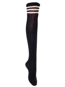 Lian LifeStyle Women's 4 Pairs Over Knee High Thigh High Cotton Socks Size 6-9(Black,Coffee,Dark Grey,White) 4c6