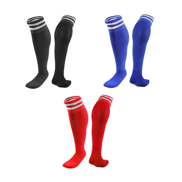 Lian LifeStyle 3 Pairs Knee High Sports Socks for Soccer, Softball, Baseball, Soccer, and Many Other Sports XL002 Size M (Black,Blue,Red)