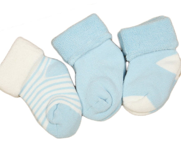 Lian Style Unisex Children 3 Pairs Pack Combed Cotton Crew Socks 0-12M(Random)