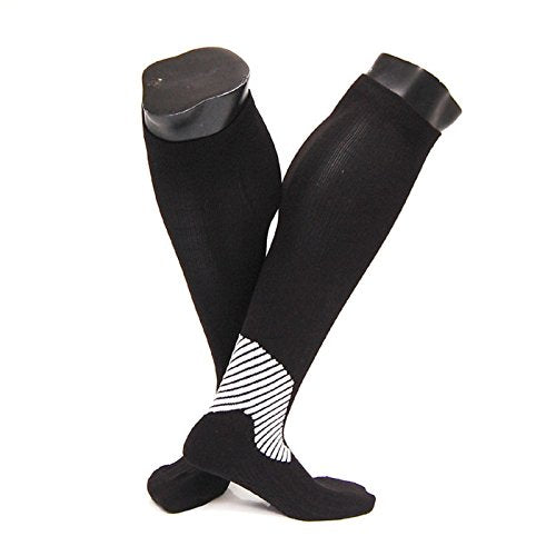 Lian LifeStyle Big Girl's 1 Pair Knee High Compression Sports Socks Size L/XL XL0023-11(Black)