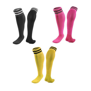 Lian LifeStyle 3 Pairs Knee High Sports Socks for Soccer, Softball, Baseball, Soccer, and Many Other Sports XL002 Size M (Black,Rose,Yellow)