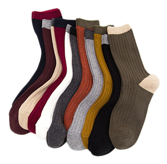Lian LifeStyle Big Girl's & Women's 4 Pairs Combed Cotton Socks HR1751 Casual Size L/XL (Dark Grey, Grey, Cream White, Khaki)
