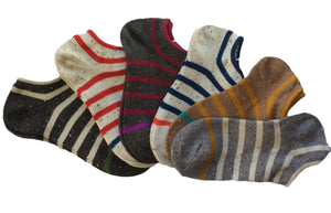 Lian Style Women's 6 Pairs Low Cut Cotton Socks Striped Size 6-8