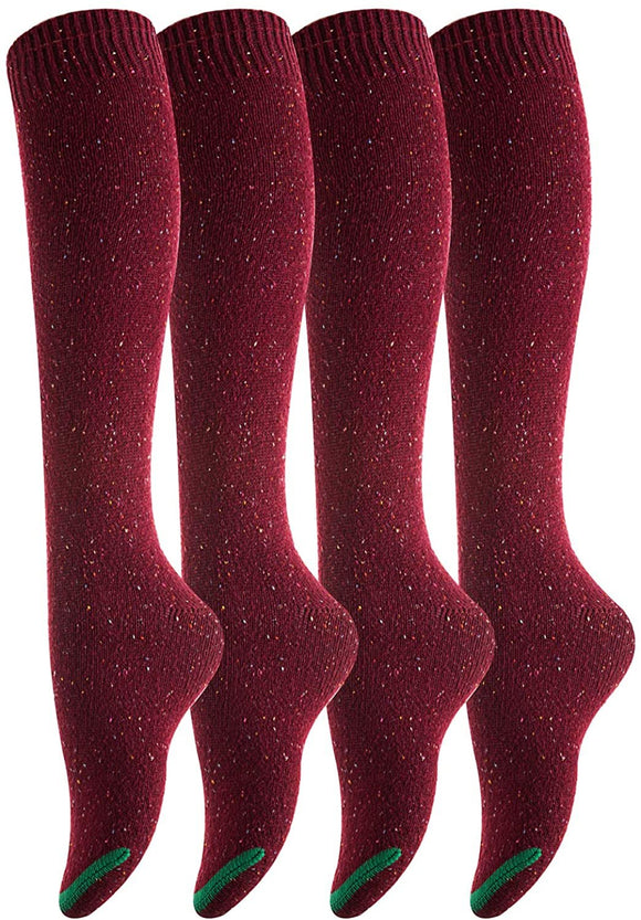 Lian LifeStyle Women's 4 Pairs Pack Knee High Cotton Socks Size (Wine)